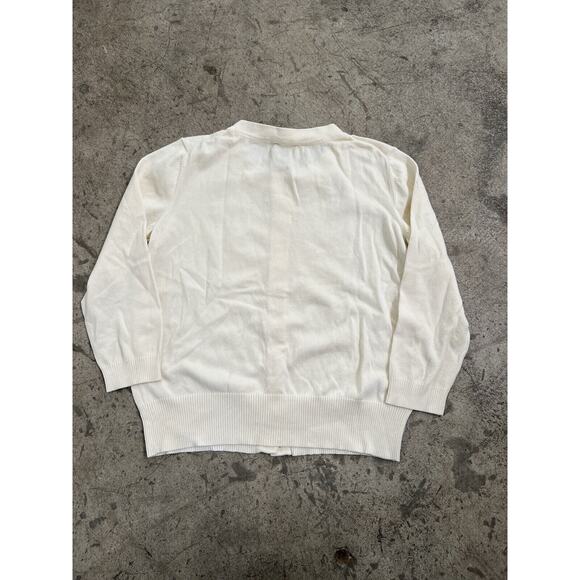 J. Jill Cotton Blend White Cardigan Sweater Size XS missing Bottom Button - Picture 2 of 10